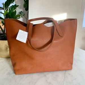 Mark & Graham Brooklyn Leather Tote, Camel, With Tag, No Monogram